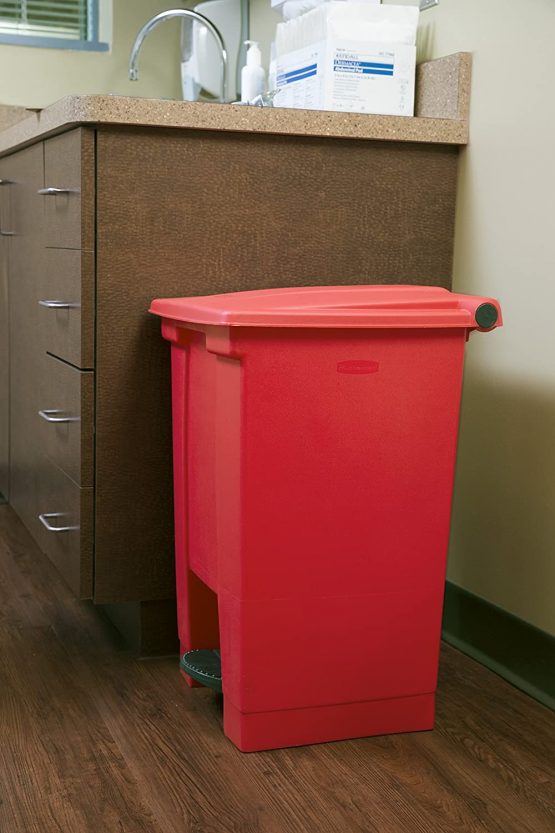 Rubbermaid Commercial Products FG614400RED, 12 gal HDPE Step On Trash Can - Red - Image 4