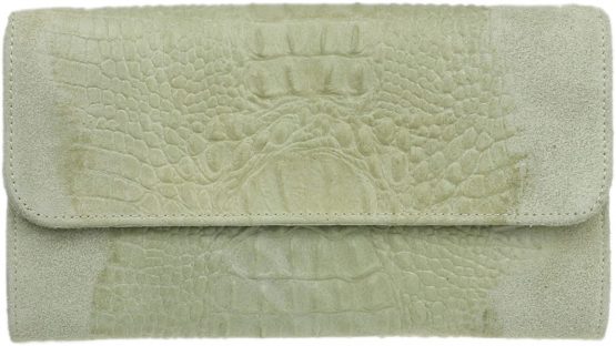 Girly Handbags Genuine Italian Suede Leather Croc Plain Clutch Bag