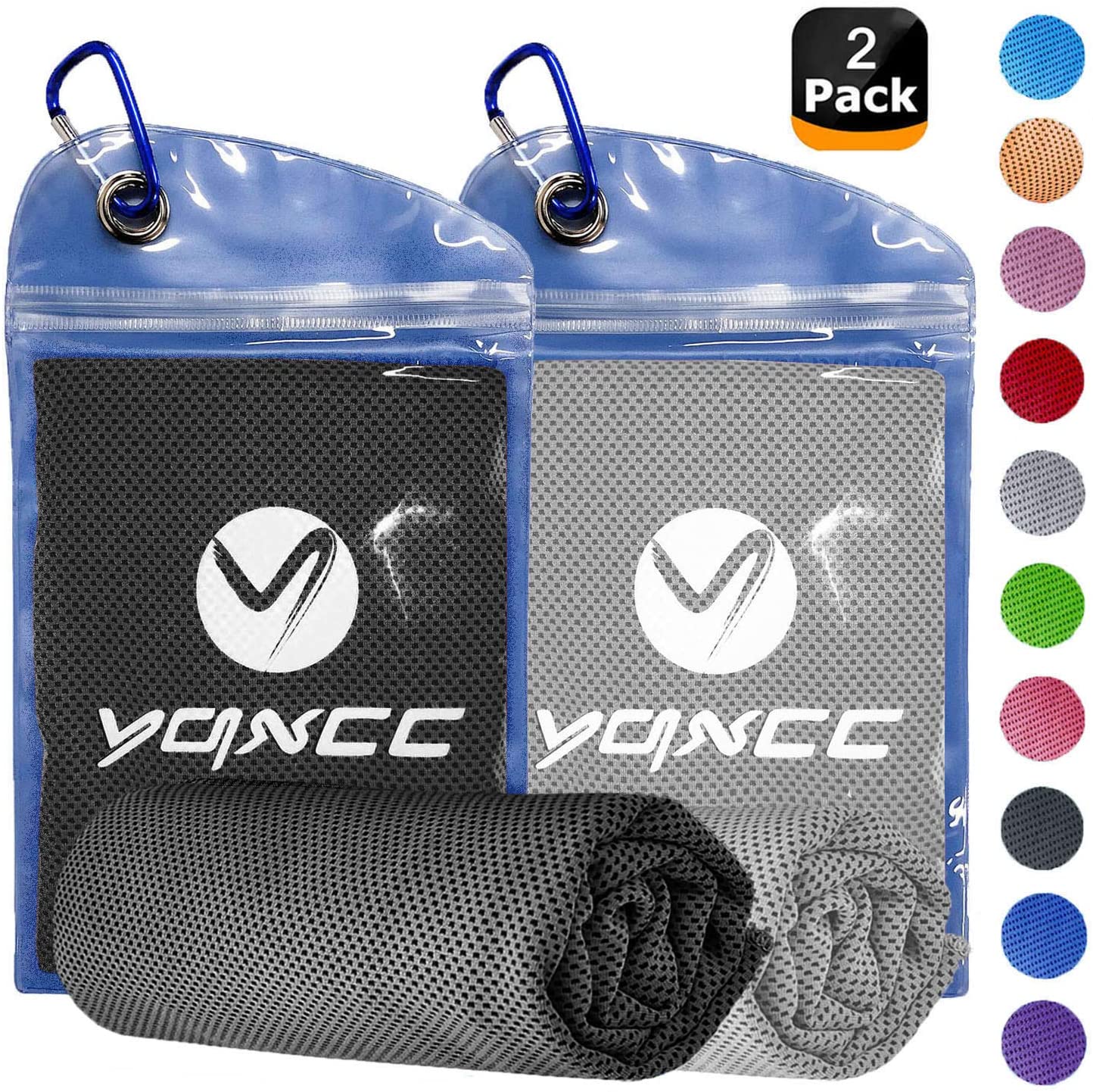 YQXCC 2 Pack Cooling Towels, Dark Grey/ Light Grey, 120x30 cm
