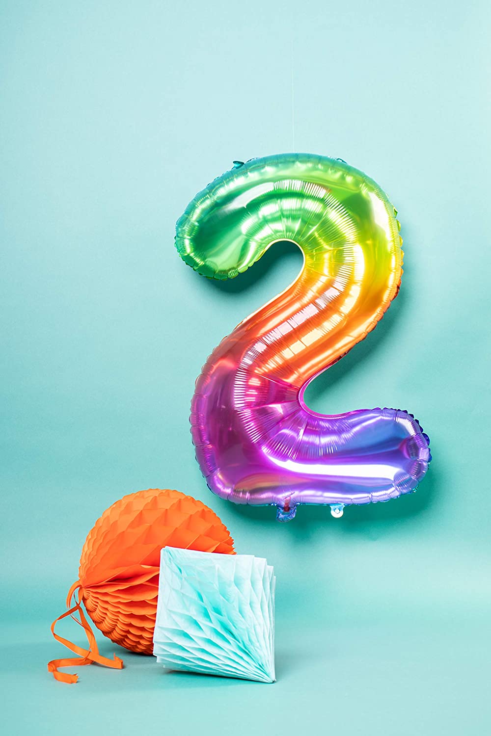 Folat 63242 Foil Balloon Yummy Gummy Rainbow Number 2-86 cm, Multi Colors, 86cm - Image 2