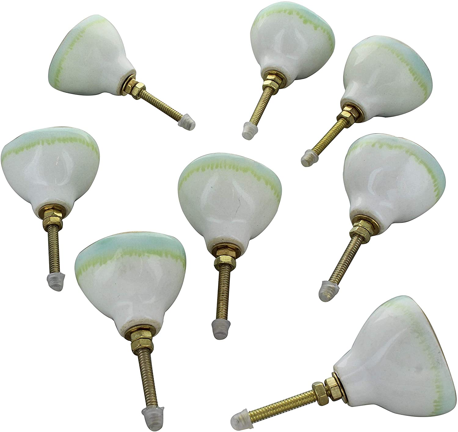 G Decor Sea Light Green Rhodes Ceramic Door Knobs Vintage Shabby Chic Cupboard Drawer Pull Handles, 4.2 cm x 4 cm - Image 2
