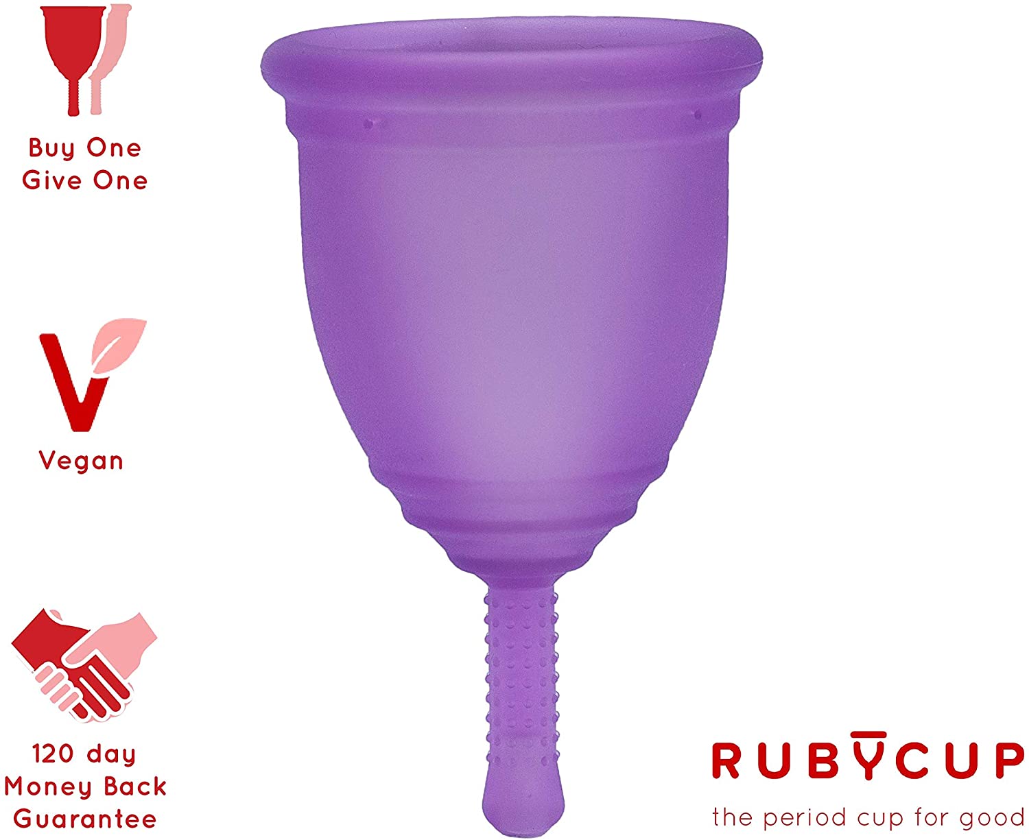 Ruby Cup, Reusable Menstrual Cup, Medium (Heavy Flow), Purple, Includes Cup Donation, Perfect for Beginners - Image 2