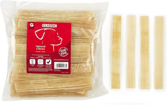 Classic Pet Products Rawhide Flat Strip for Dogs, 165 x 19 x 1.5 mm, Pack of 20