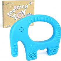 Teething Ring for Babies - BPA Free Silicone Chew Toy - Cute Easy to Hold Soft and Highly Effective Elephant Teether Rings, Teethers Best for 0-6 6-12 Months Boy Christmas Gifts Stocking Fillers