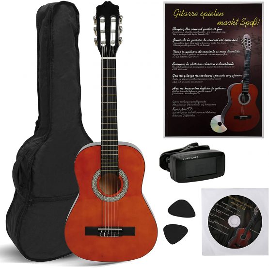 NAVARRA NV14PK Classical Guitar STARTER PACK 3/4 black with cream-colored binding