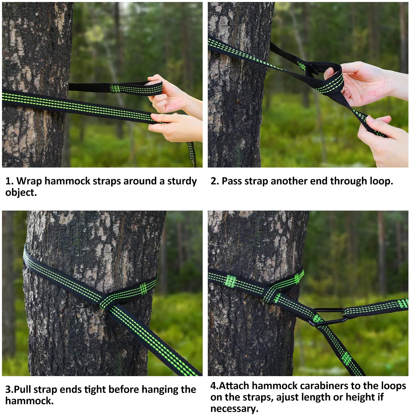 EKKONG Hammock Straps, 2 Pack Tree Swing Hanging Straps Kit 3 m(9.84 feet) x 2.5 cm, Max bearing