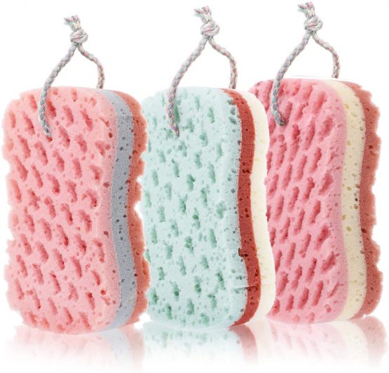 3 Pieces Bath Sponge Shower Sponge Soothing Body Sponge for Cleaning Exfoliating