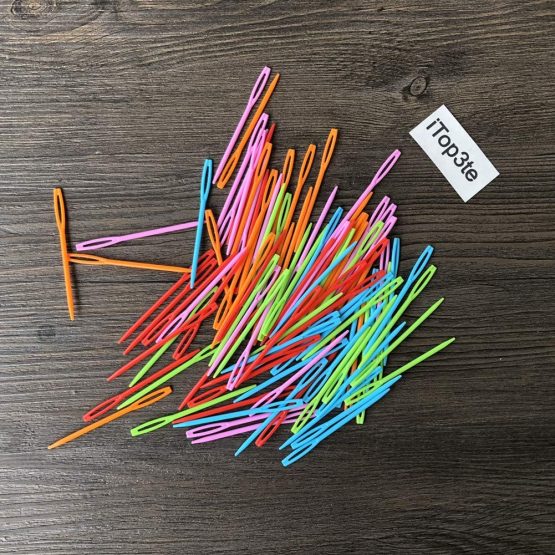 Plastic Sewing Needles for Children, 100 Pieces 7CM Plastic Hand Sewing Needles Multicolor for Kids Arts and DIY Craft - Image 2