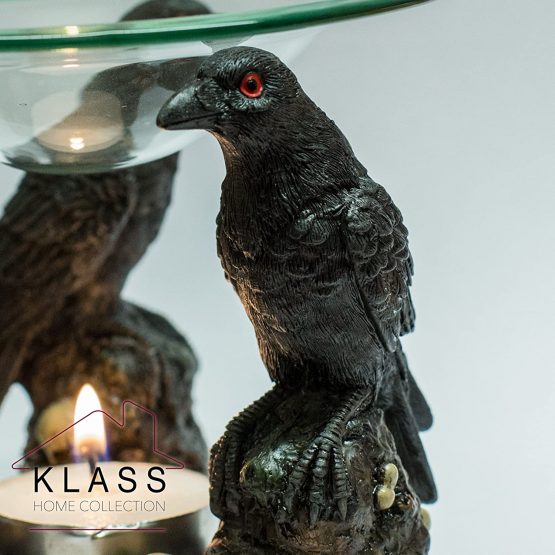 3 Gothic Dark Raven Skull Wax Tart Warmer Oil Burner Tealight Candle Holder - Image 4