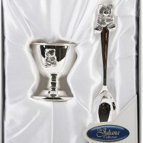 Silver Plated Teddy Spoon and Egg Cup - New Baby, Christening Gift for Boy or Girl (6305NT))