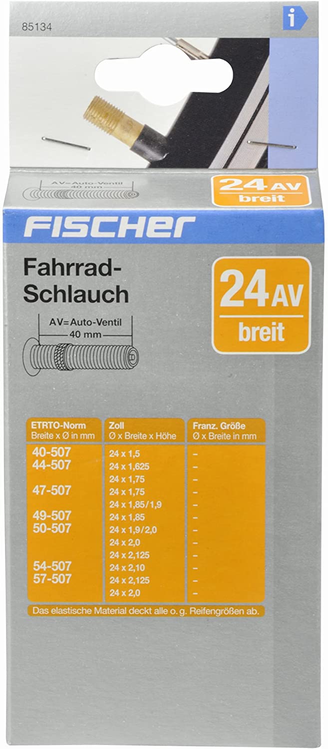 Fischer Bicycle Inner Tube 24 Inches AV Wide, car valve, Auto Ventil - Image 2