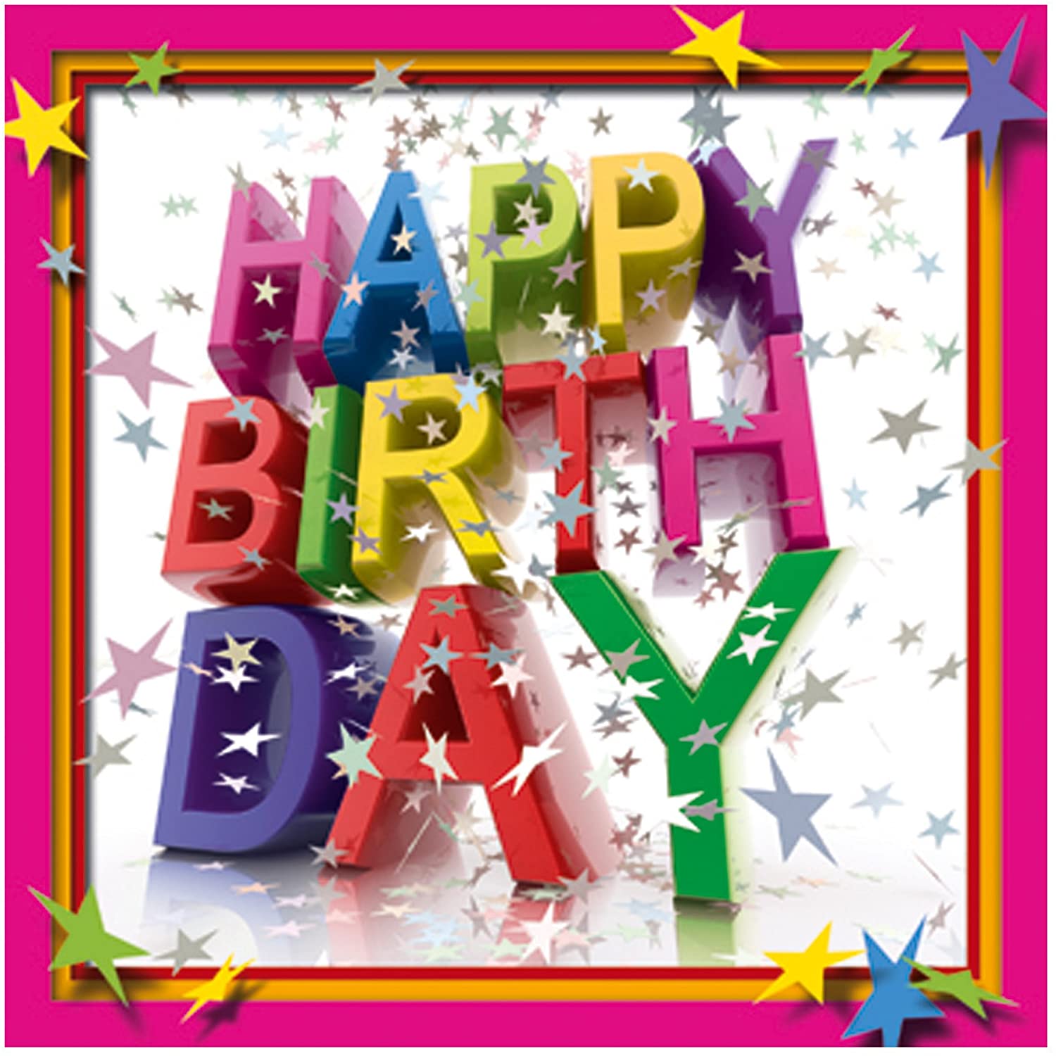 Susy Card Birthday Card 3D Stars 1 Piece in Foil, multicoloured, 15 x 15 cm