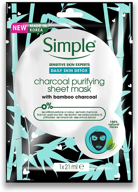 Simple Face Mask, Daily Skin Detox Charcoal Face Mask, Purifying , Korean Face Mask, Sheet Mask (Pack of 4) - Image 2