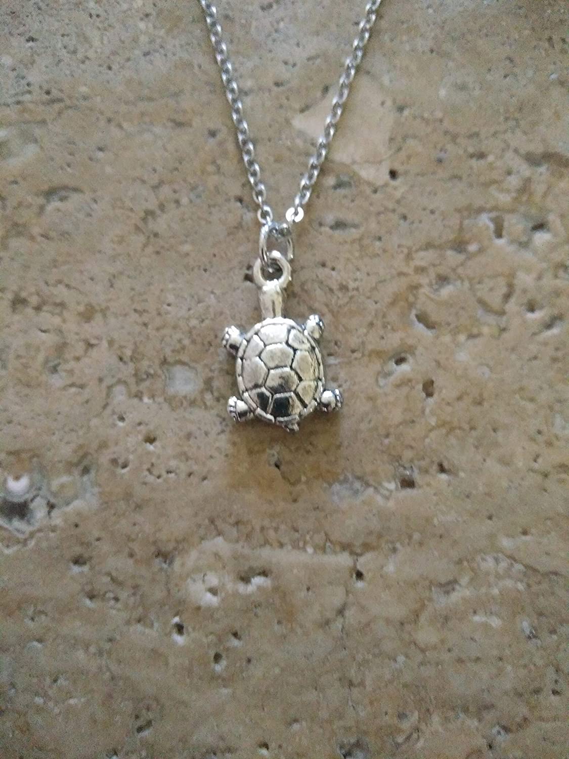 CrownOfRibbons Turtle necklace for women surfer pendant, beach jewellery, sea charm, silver, 52.5 cm - Image 3