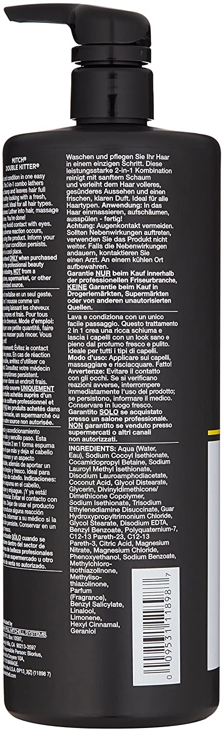 Paul Mitchell Mitch Double Hitter 2-in-1 Shampoo and Conditioner 1000 ml Pack of 1), 1 l (Pack of 1) - Image 3