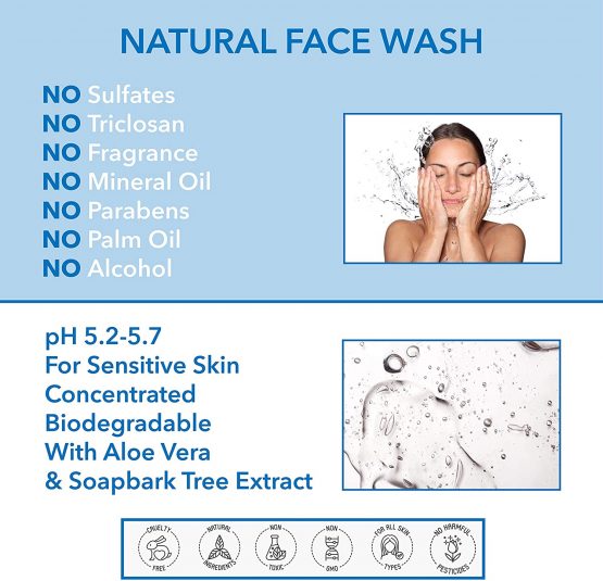 NATURAL pH 5.5 BALANCED FACE WASH - With ALOE VERA, HONEY & LAVENDER - 250ml - by BEES of BRITAIN - No Sulfates, No Parabens, No Silicone. We Donate 5% of our Profit to Help Save Bees and Pollinators. - Image 2