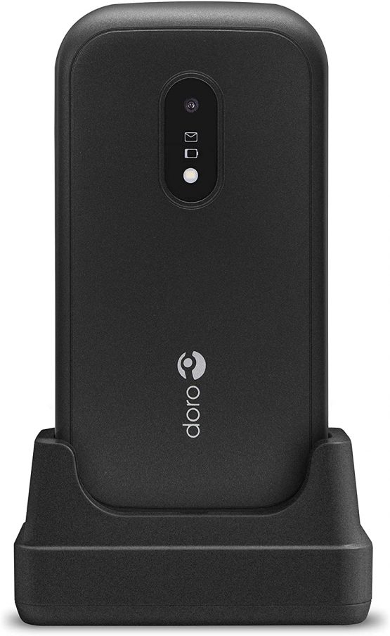 Doro 6040 Unlocked 2G Dual SIM Clamshell Big Button Mobile Phone for Seniors with 2.8" Screen, GPS Localisation and Cradle Included (Black) [UK and Irish Version]