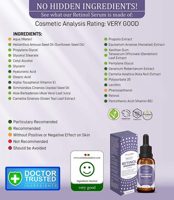 Retinol Serum High Strength with Hyaluronic Acid - FACELIFT SPECIALIST by PERFECT LOOK LONDON. Professional Anti Ageing and Anti Wrinkle for Face. Treats Acne Scars, Fine Lines and Dark Circles - Image 4