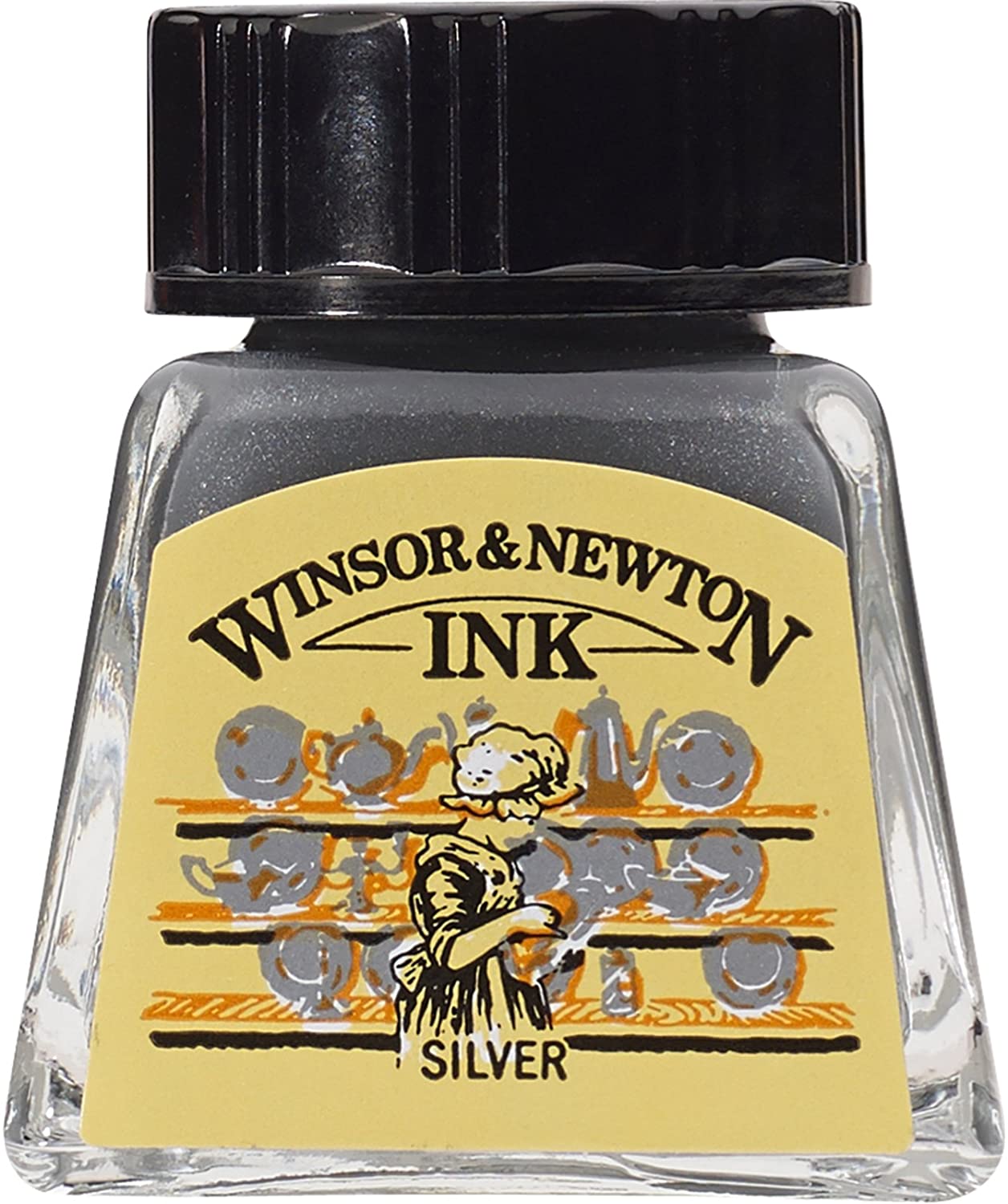Winsor & Newton 1005617 Drawing Ink Bottle, 14 ml - Silver