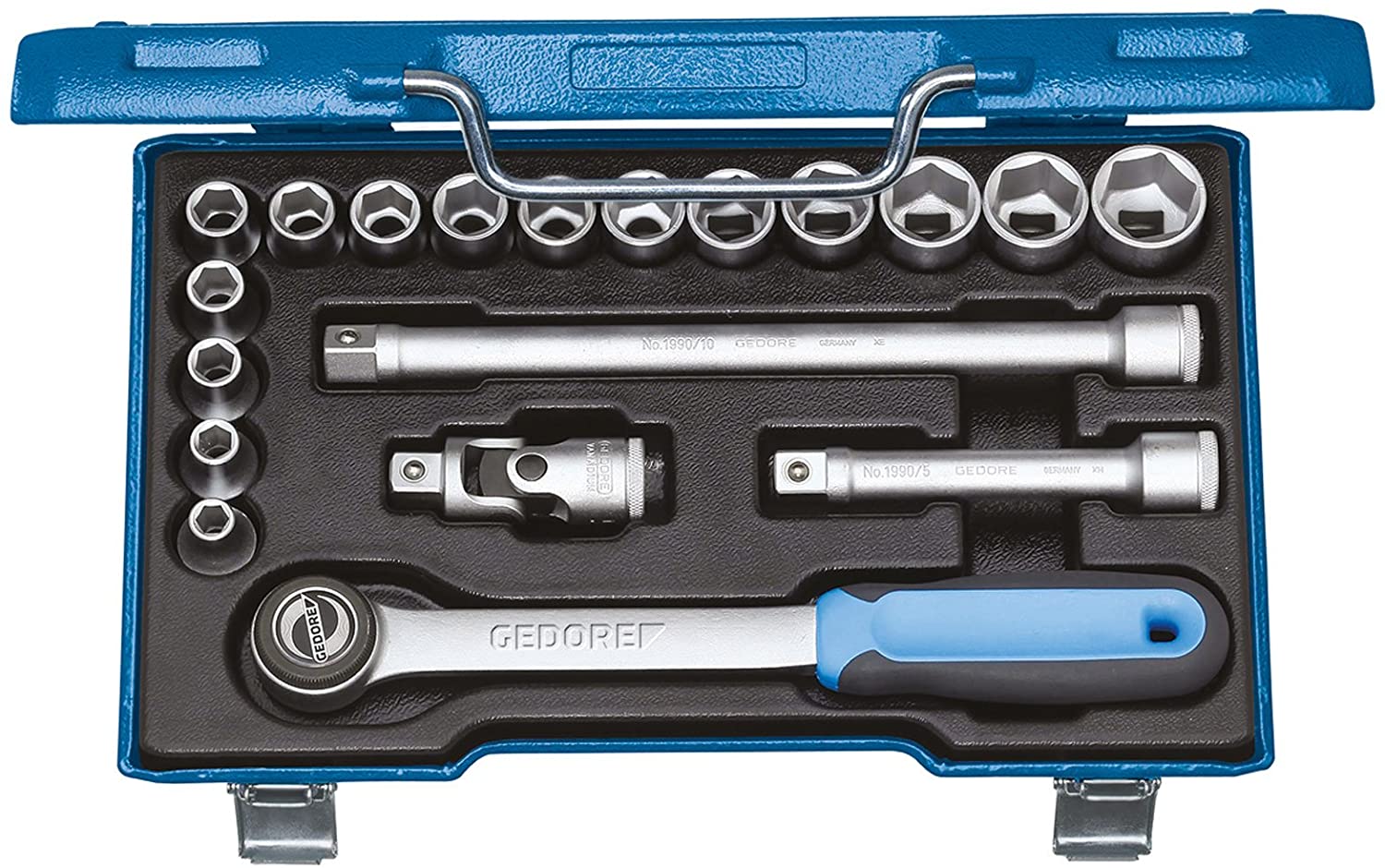 GEDORE 19-piece Socket spanner set, 1/2", 8-24 mm, Tool, Sockets ratchet, for Automotive 19 JMU 3, Red