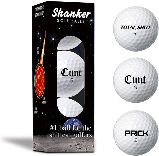 Shanker Golf Balls - Rude Branded Horrible Balls - Funny Joke Gift for Golfers (Sleeve of 3, Novelty, Playing Quality) - 2nd Edition