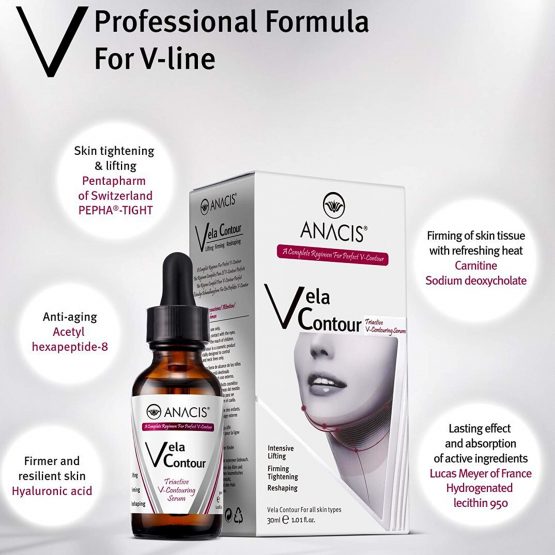 Neck Firming and Tightening Lifting V line Serum Chin Contouring Reduce Appearance of Double Chin Loose and Sagging Skin. Vela Contour (ONE PACK) - Image 4