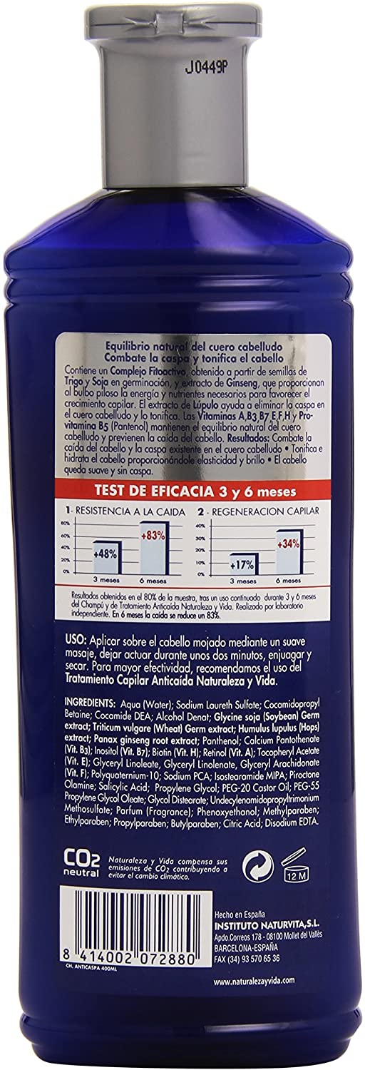 Nature and Life - Anti-Hair-Loss Shampoo - Nourishes the Scalp and Controls Dandruff - 400 ml, white, 300 ml (Pack of 1) - Image 2