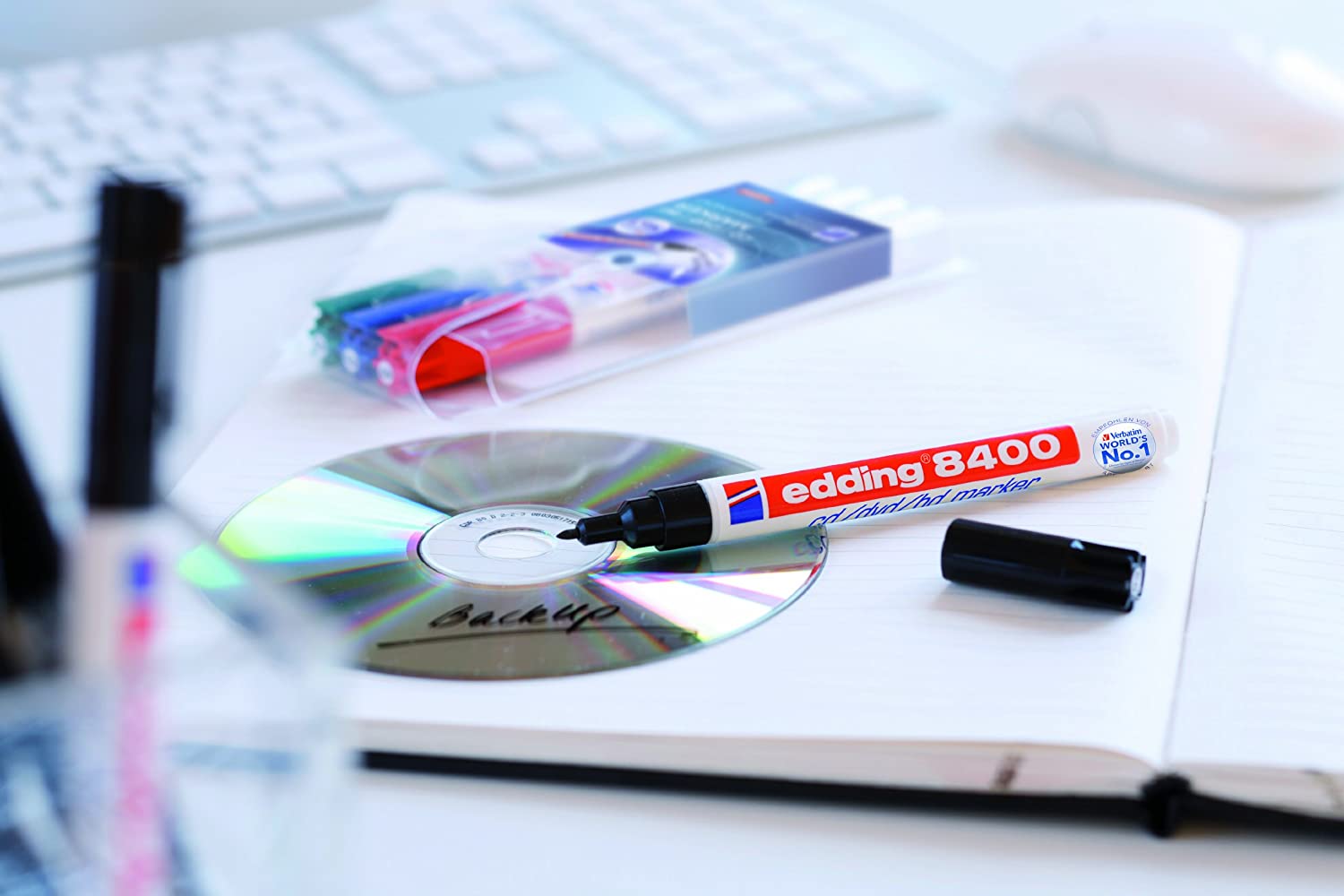 edding 8400 CD/DVD/BD marker - red - 1 pen - fine round nib 0.5-1 mm - for permanent labelling of CDs DVDs and Blu-Ray Discs - Image 2