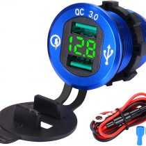 USB Car Socket Fast Charge Dual Car Charger 12V/24V 36W USB Car Charger QC 3.0 Waterproof Universal Car Cigarette Lighter Adapter for Motorcycle, Caravan, Boat, Truck