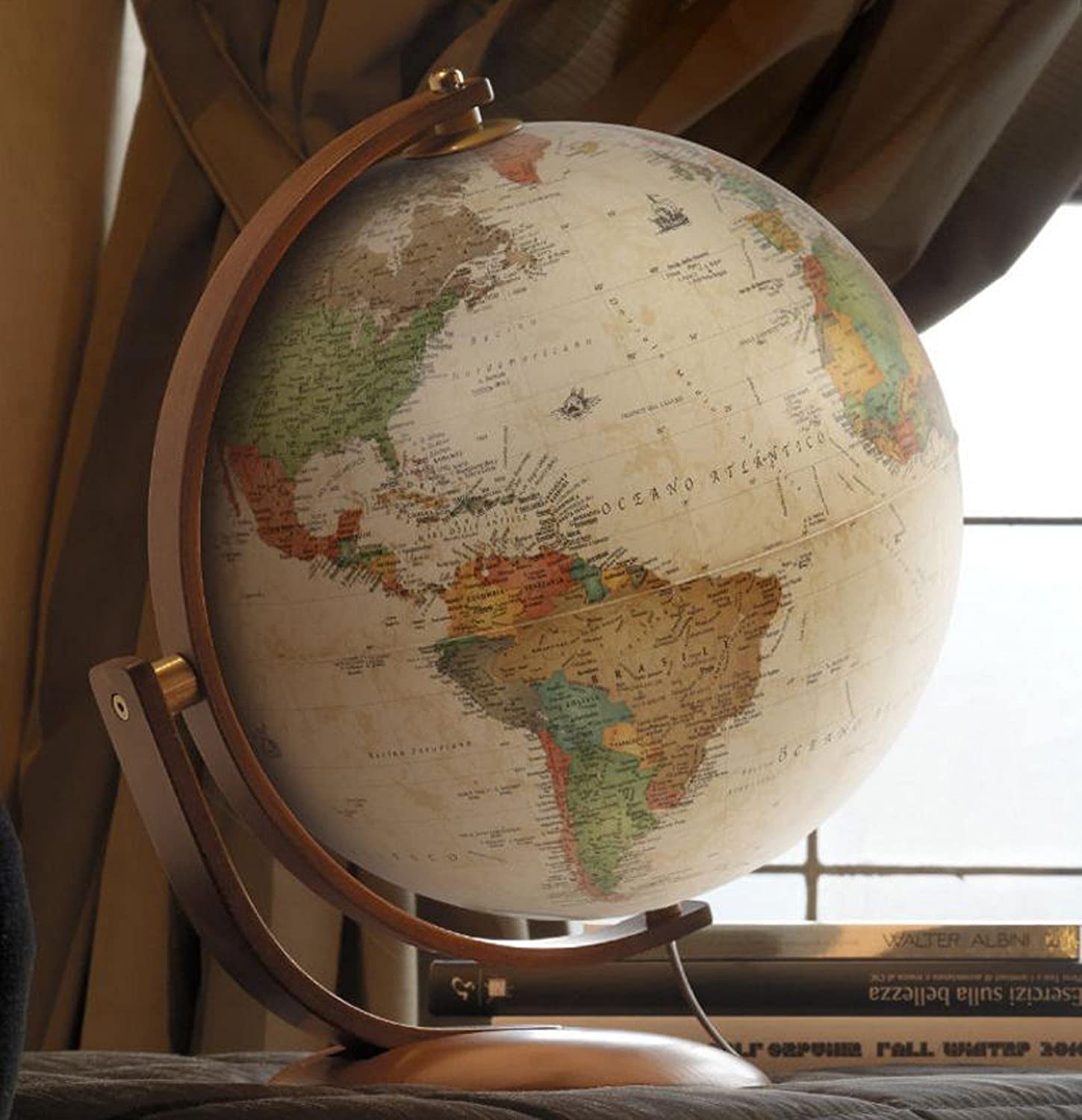 Nova Rico 0337OPANITLLL0V4 - Luminous Globe Globe Antique Style Optimus, 37 cm, Marron - Image 2