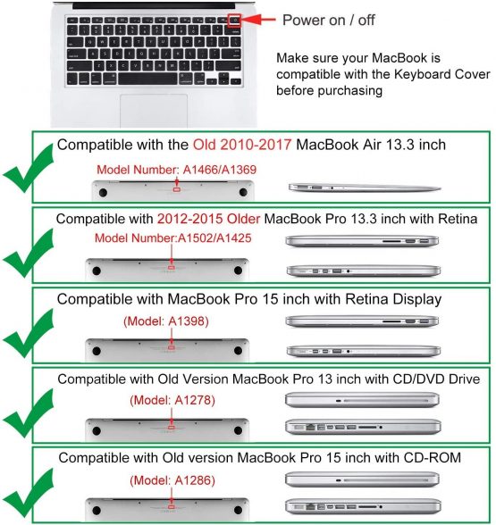 MOSISO EU/UK Keyboard Cover Compatible with MacBook Air 13 inch A1466 A1369 2010-2017&Compatible with MacBook Pro 13/15 inch (with/Without Retina Display, 2015 or Older Version), Clear - Image 2