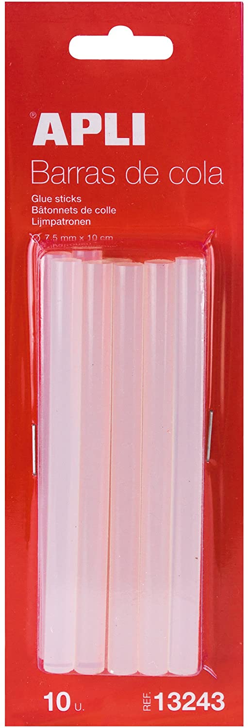 APLI 13243 - Pack of 10 with Silicone Bar Refill for Glue 7.5 mm, White