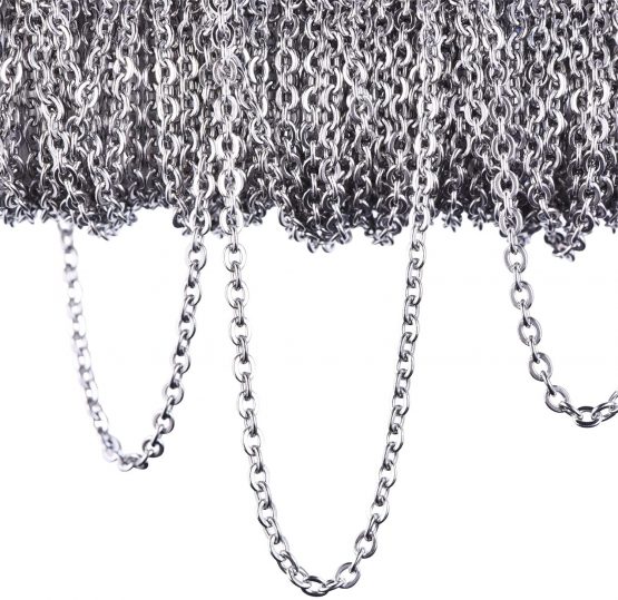 12 Meters Stainless Steel Cable Chain Link Chain Necklace for Jewellery Accessories DIY, Silver Color (2.4 mm)