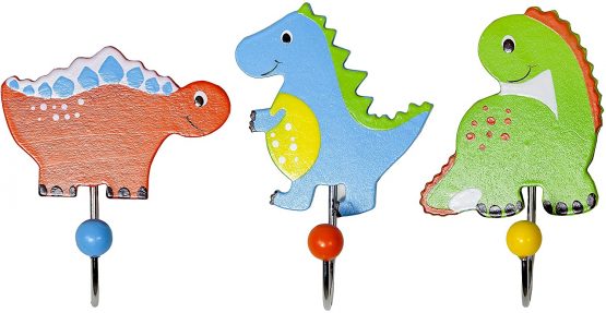 Mousehouse Gifts Kids Dinosaur Coat Hooks for Boys Bedroom or Baby Nursery Decoration
