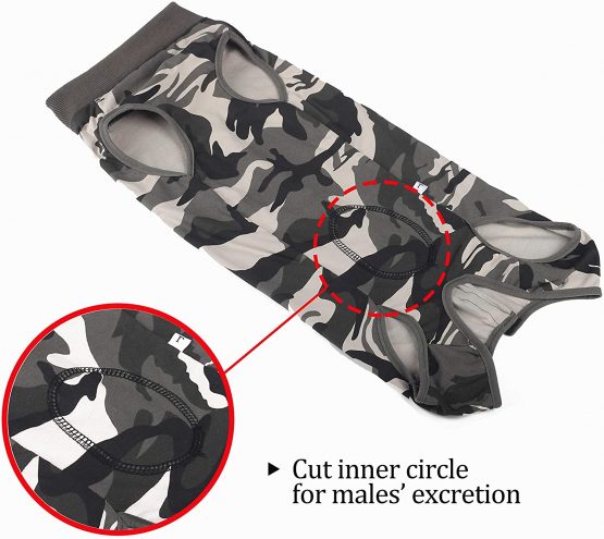 Dog Recovery Suit Cat Abdominal Wound Protector Puppy Medical Surgical Clothes Post-operative Vest Pet After Surgery Wear Substitute E-collar & Cone (3XL, Camouflage) - Image 3