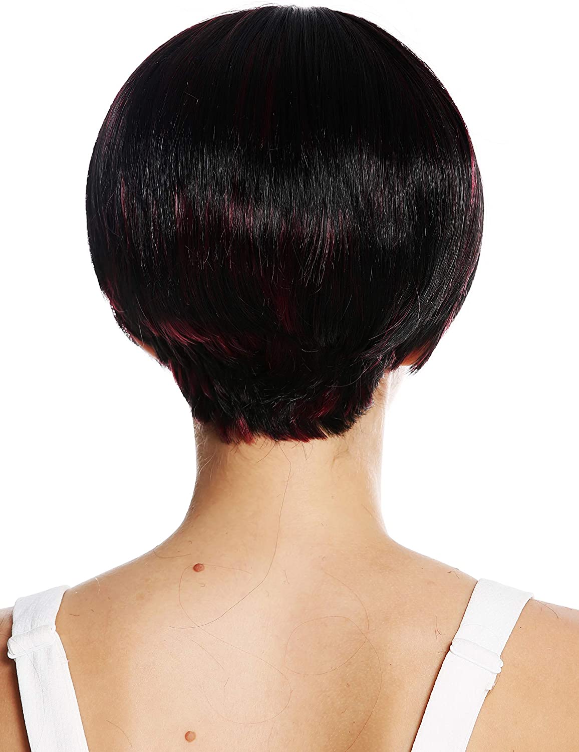 WIG ME UP, VK-53-F1B/BG quality women's wig short sleek pageboy cut black red signal red highlights - Image 4