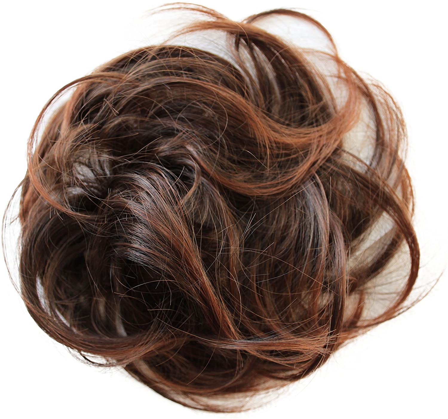 CAISHASynthetic Fiber Hairpiece Scrunchie Scrunchy Updo Slightly Wavy Brown Mix G26B, brown mix #4T30A G26B, 17 cm x 2 cm - Image 4