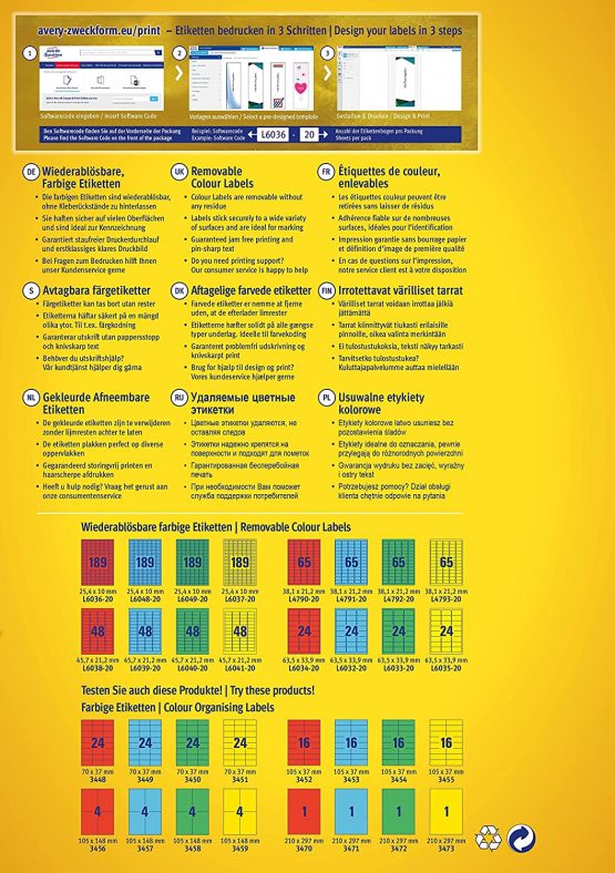 Avery L6039-20 Removable Mini Labels (45.7 x 21.2 mm Labels, 48 per A4 Sheet, 20 Sheets) for all printers - Blue - Image 3