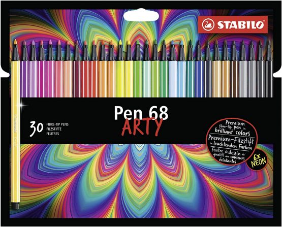 Premium Felt Tip Pen - STABILO Pen 68 ARTY Wallet of 30 Assorted Colours