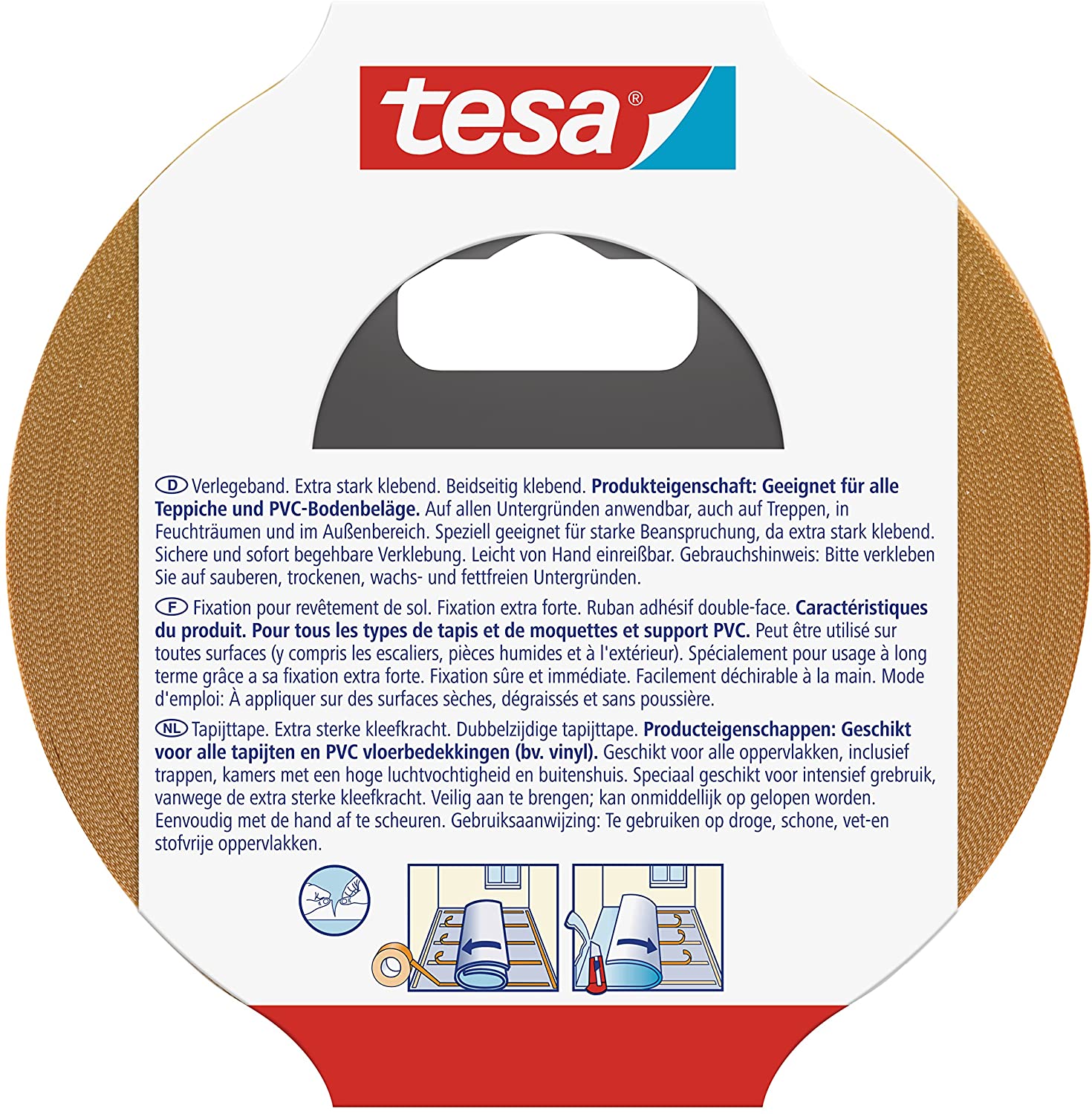 tesa Flooring Tape Extra Strong Adhesive, Double Sided Adhesive Tape for Laying Carpet and PVC Flooring - Image 3