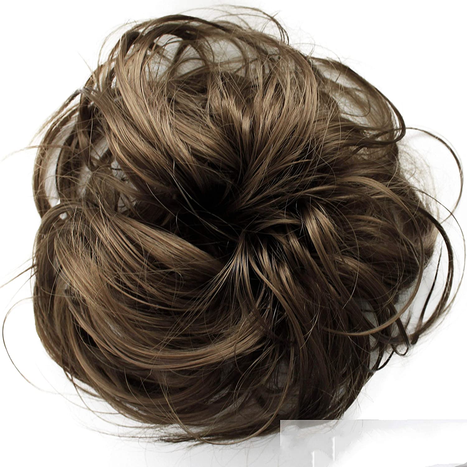 CAISHA Synthetic Fiber Hairpiece Scrunchie Scrunchy Updo Slightly Wavy Medium Brown G7B, medium brown #10A G7B