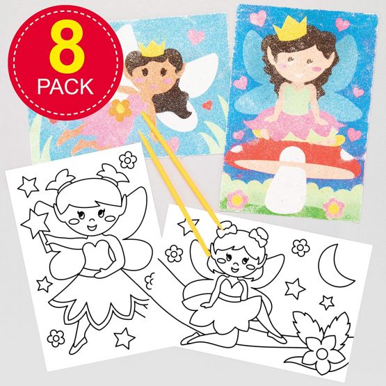 Baker Ross AT538 Fairy Sand Art Pictures - Pack of 8, For Children to Decorate and Display, Ideal Kids Arts and Crafts Project - Image 2