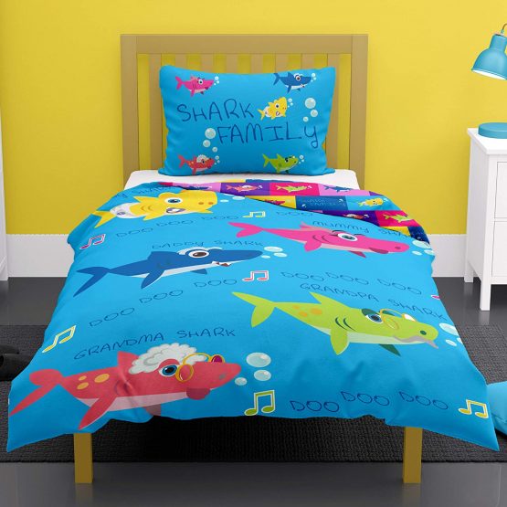 KidCollection Shark Family Single/Junior Duvet Cover Reversible Bedding Set (Single Duvet Cover) - Image 3
