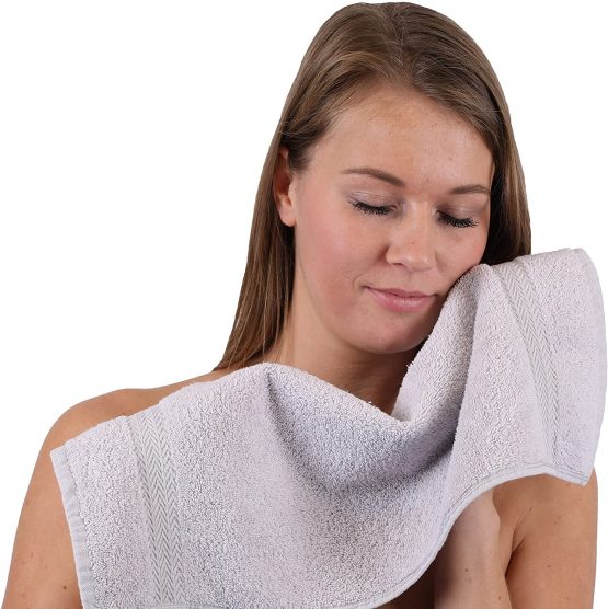 Betz Pack of 10 Guest Towels PREMIUM 100% Cotton 30x50 cm (anthracite grey & silver grey) - Image 2