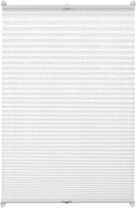 GARDINIA Pleated Blind for Clamping, Opaque Folding Blind, Mounting Kit Included, EASYFIX Pleated Blind Devoré with Two Operating Rails, Dots Patterned, White, 50 x 130 cm (WxH)