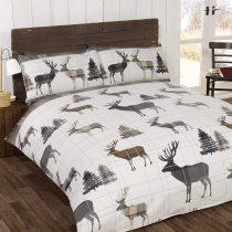 So Soft Flannelette Stag Single Duvet Cover and Pillowcase Bedding Bed Set Brushed Cotton Quilt Cover Natural, Grey