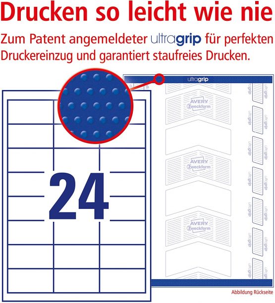 Avery 6172 self-adhesive label - self-adhesive labels (White, Rectangle, 64.6 x 33.8 mm, A4, Paper, Universal) - Image 2