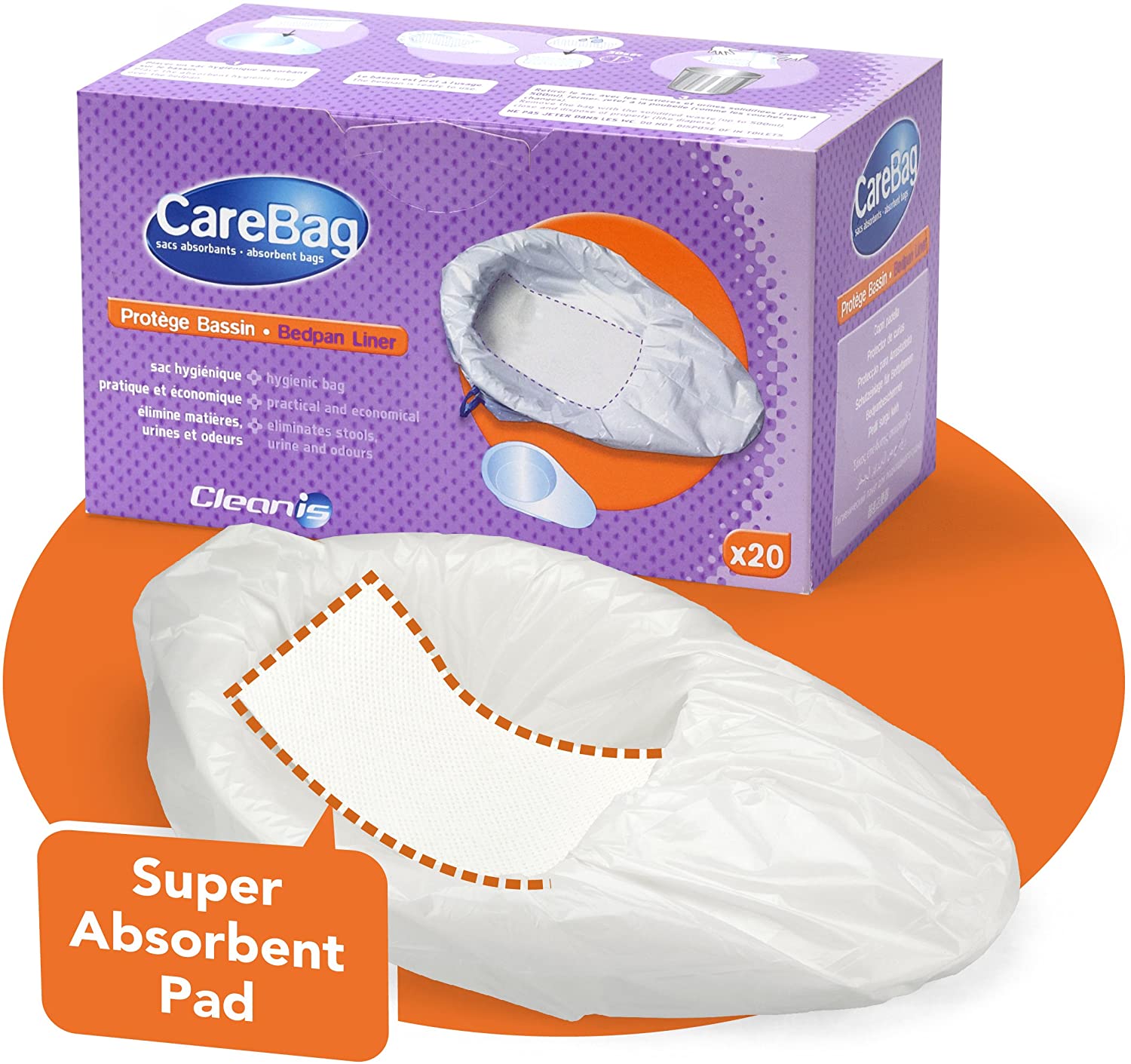 Care Bag 7711141 Bedpan Liner (20 liners), White, 1 Ste= 20 Stück