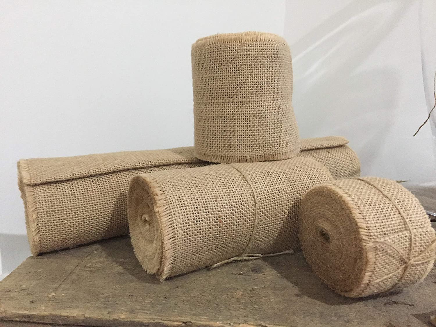Neofleur 5 metre roll (16 FEET) of Luxury Natural Hessian Burlap Jute Fabric Ribbon. Available in 2", 4", 6", 14"