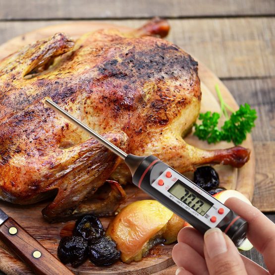 Relaxdays Digital Kitchen Cooking Meat Digital, Container with Hanger, LCD Display, Oven, BBQ, Stainless Steel Probe, Silver/Black - Image 2